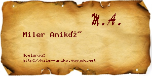 Miler Anikó névjegykártya